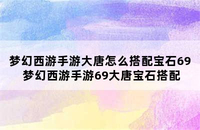 梦幻西游手游大唐怎么搭配宝石69 梦幻西游手游69大唐宝石搭配